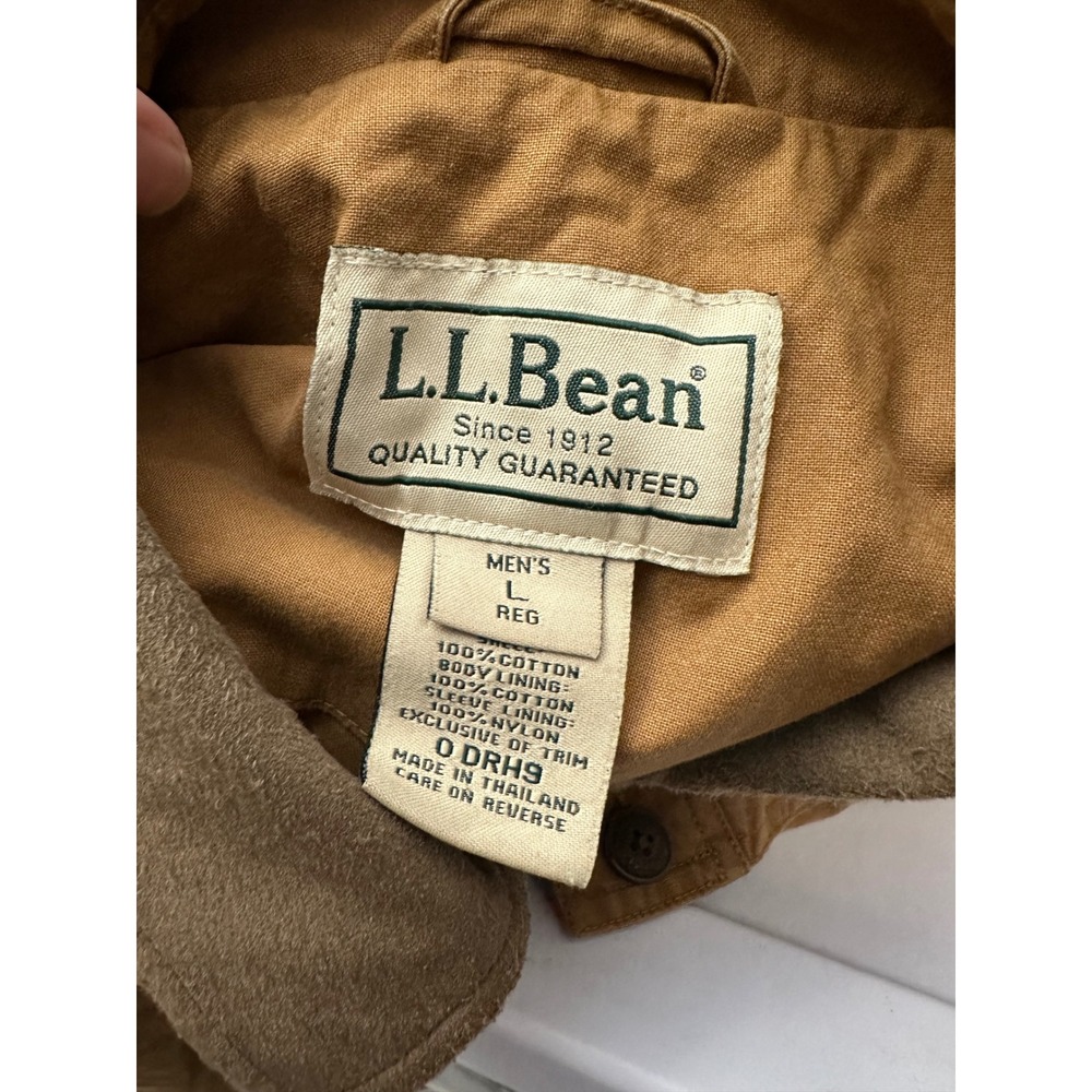 L.L. Bean Men's Vintage Tan Collared Zip Field Barn Jacket‎ Size Large Reg - Picture 6 of 10